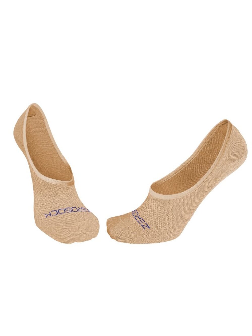 Zerosock 4 Pair Womens OS Nude Cotton Bamboo Super Low Cut No Show Gel Heel Grip